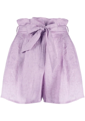 Emporio Armani paperbag linen shorts - Purple