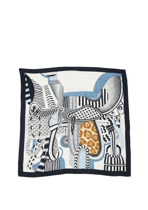 Hermès Pre-Owned 2000-2020 La Selle Imaginaire Cashmere Silk Shawl 140 scarves - Black