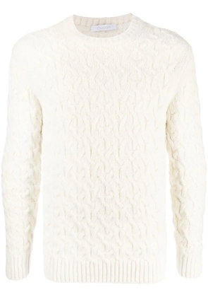 Cruciani textured round-neck jumper - White