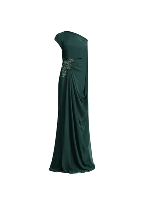 Gemy Maalouf draped cape-sleeve gown - Green