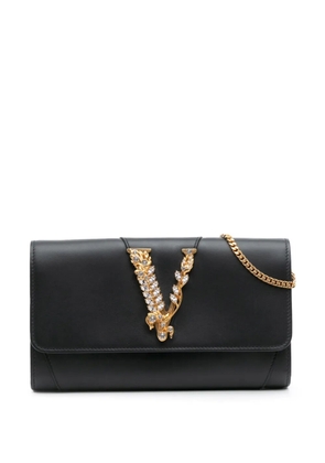 Versace Pre-Owned 2000-2025 Leather Crystal Virtus Chain crossbody bag - Black