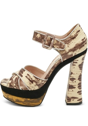 Miu Miu Pre-Owned lizard embossed platform sandals - Neutrals