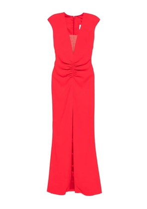 SILK LOVE & LACE ruched-front split maxi dress - Red