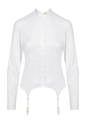 Maison Close braces-detail poplin shirt - White