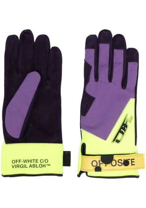 Off-White logo-print touch-strap gloves - Purple