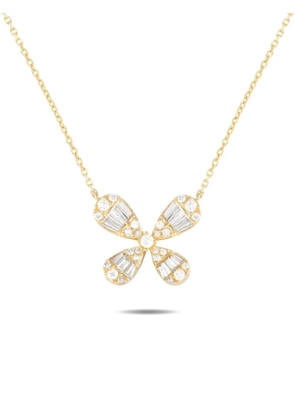 LB Exclusive 14K yellow gold Four Petal Flower diamond necklace