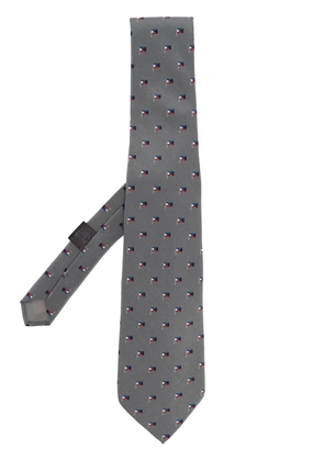 Versace Pre-Owned 1970s flag print silk necktie - Grey