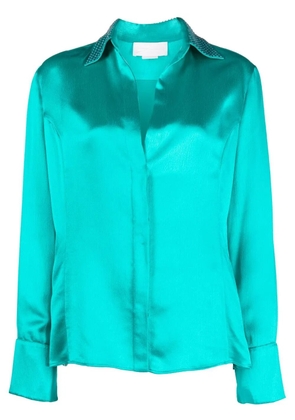 Genny stud-embellished satin shirt - Blue