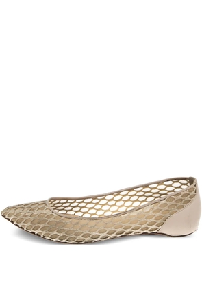Christian Louboutin Pre-Owned netted pointed-toe ballet flats - Neutrals