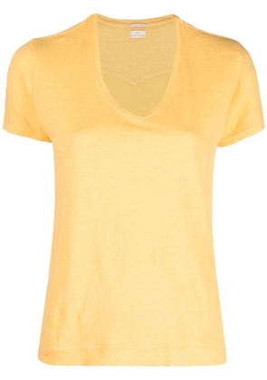 Massimo Alba Flores short-sleeve linen T-shirt - Yellow