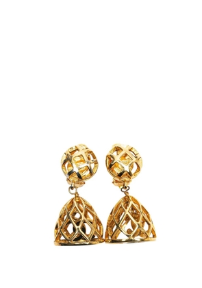 CHANEL Pre-Owned 20th Century Gold Plated CC Bird Cage Drop Clip On Earrings costume earrings