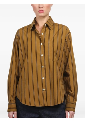 JAMIE HALLER striped chest-pocket shirt - Brown