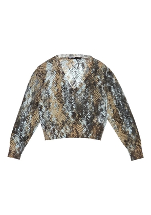 Bimba y Lola snake-print V-neck sweater - Green