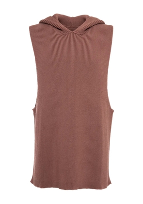 Rick Owens ribbed tank hoodie - Brown