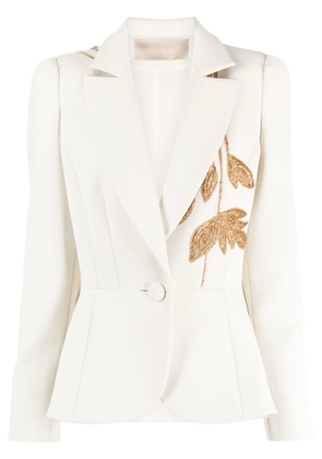Elie Saab metallic leaf-embroidered blazer - Neutrals