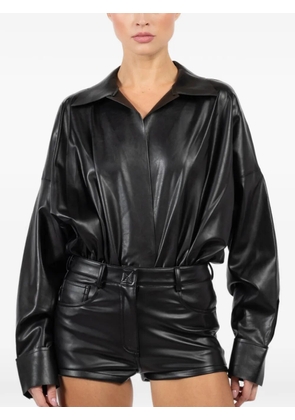 Norma Kamali faux-leather blouse - Black