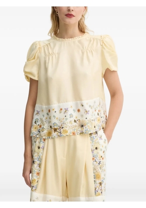 MUNTHE floral-print puff-sleeve top - Yellow