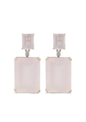 Mateo rose quartz and diamond drop earrings - Gold