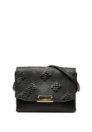 Burberry Pre-Owned 2000-2017 Embossed Grain Check Leather Langley crossbody bag - Black