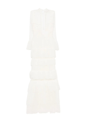 Saiid Kobeisy lace ruffled long dress - White