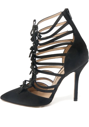 Oscar de la Renta Pre-Owned satin bow heeled pumps - Black