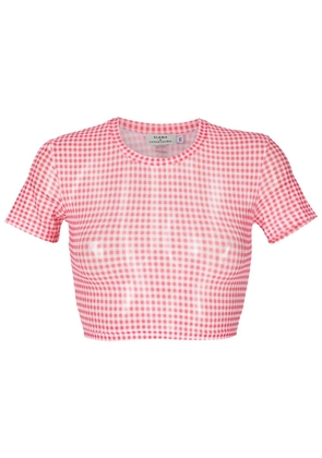 Amir Slama gingham-check pattern crop T-shirt - Red