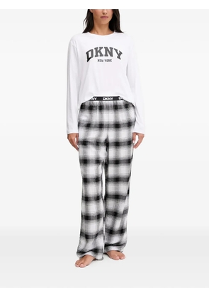 DKNY long-sleeve plaid pajama set - White
