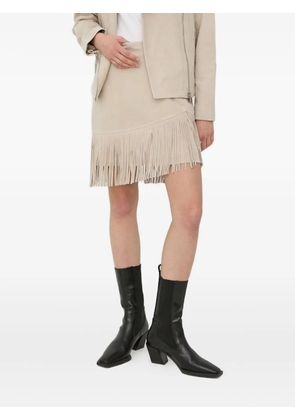 Bruuns Bazaar fringe suede skirt - Neutrals