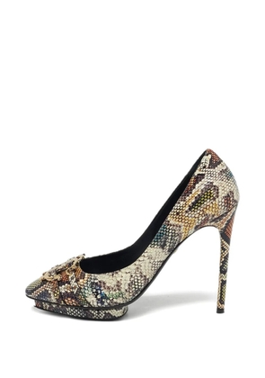 Roberto Cavalli Vintage python-embossed platform pumps - Neutrals