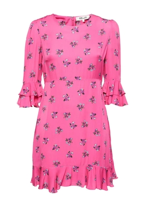 Diane Von Furstenberg Vintage floral ruffle mini dress - Pink