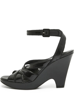 Tod's Vintage 105mm patent-leather wedge sandals - Black