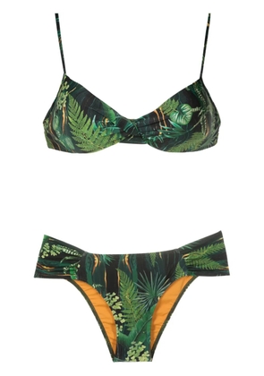 Lygia & Nanny Vitória twisted leaf-print bikini - Green