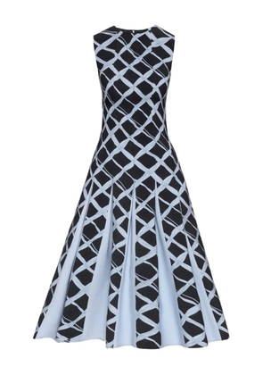 Oscar de la Renta pleated wavy-pattern dress - Blue