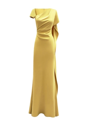 Gemy Maalouf asymmetrical-neck gown - Yellow