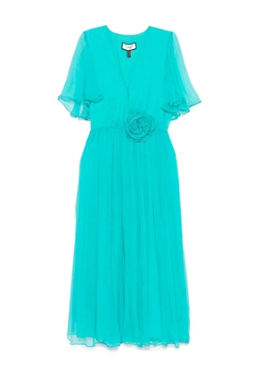 NISSA flower-appliqué midi dress - Blue