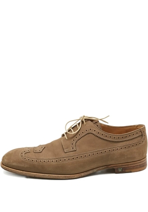 Louis Vuitton Pre-Owned suede brogue-detail derby shoes - Brown