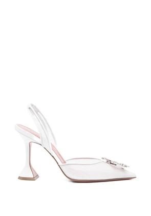 Amina Muaddi Begum mesh embellishment sling pumps - White