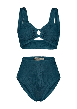 PARAMIDONNA Irina high-waisted textured ring-detail bikini - Blue