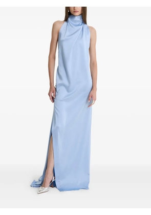 MOOS STUDIO Blue Allure high-neck side-split maxi dress