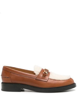 Tod's shearling leather loafers - Brown
