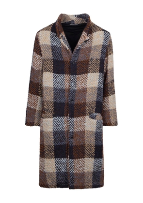 Hannes Roether checked buttoned coat - Brown