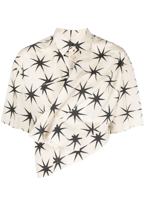 JNBY short-sleeve cropped cotton shirt - Neutrals