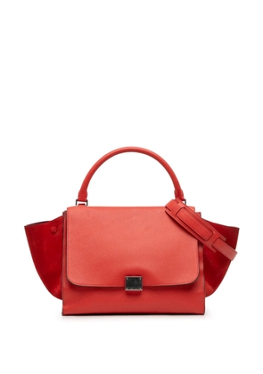 Celine Pre-Owned 2011 Medium Drummed Calfskin and Suede Trapeze satchel - Red