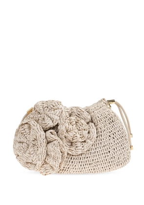 Ulla Johnson Lali rose-detail crochet clutch - Neutrals
