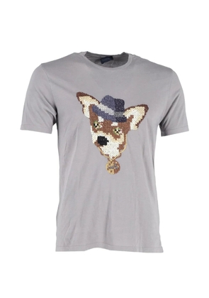 Lanvin Pre-Owned dog-embroidered T-shirt - Grey