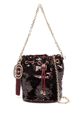 La Carrie Night Edition sequined bucket bag - Red
