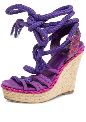 Christian Dior Pre-Owned 120mm rope-detail wedge sandals - Purple