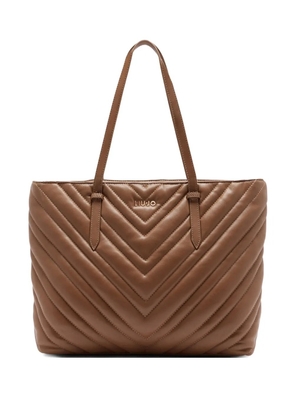 LIU JO large quilted-chevron tote bag - Brown