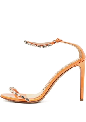 Alexandre Vauthier 100mm crystal-embellishment leather sandals - Orange