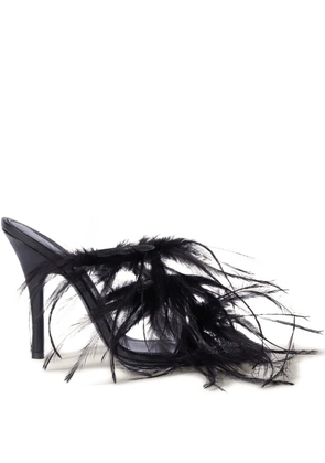The Attico 105mm feather-embellished stiletto sandals - 100 BLACK